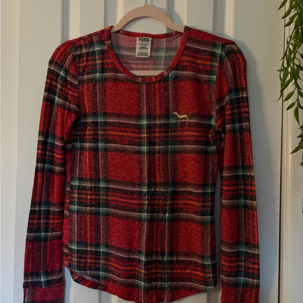 PINK Victoria's Secret Christmas Plaid Pajama Shirt